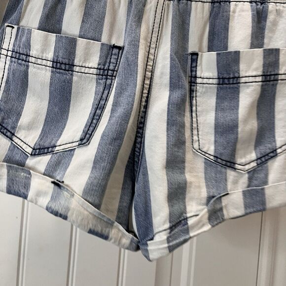 Rewash Striped Blue White Pull On Shorts Beachy Coastal Womens Size M High Rise - Picture 5 of 8